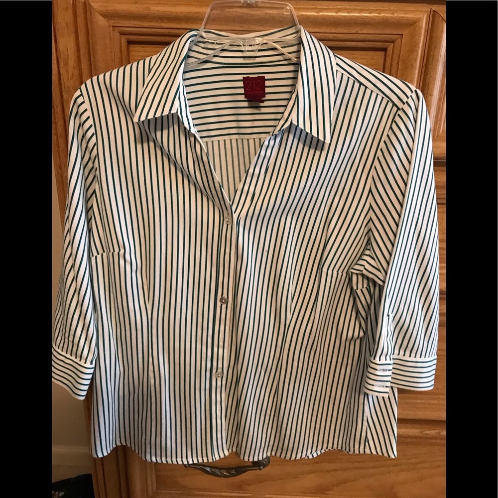 212 Collection V-Neck Button Down Blouse